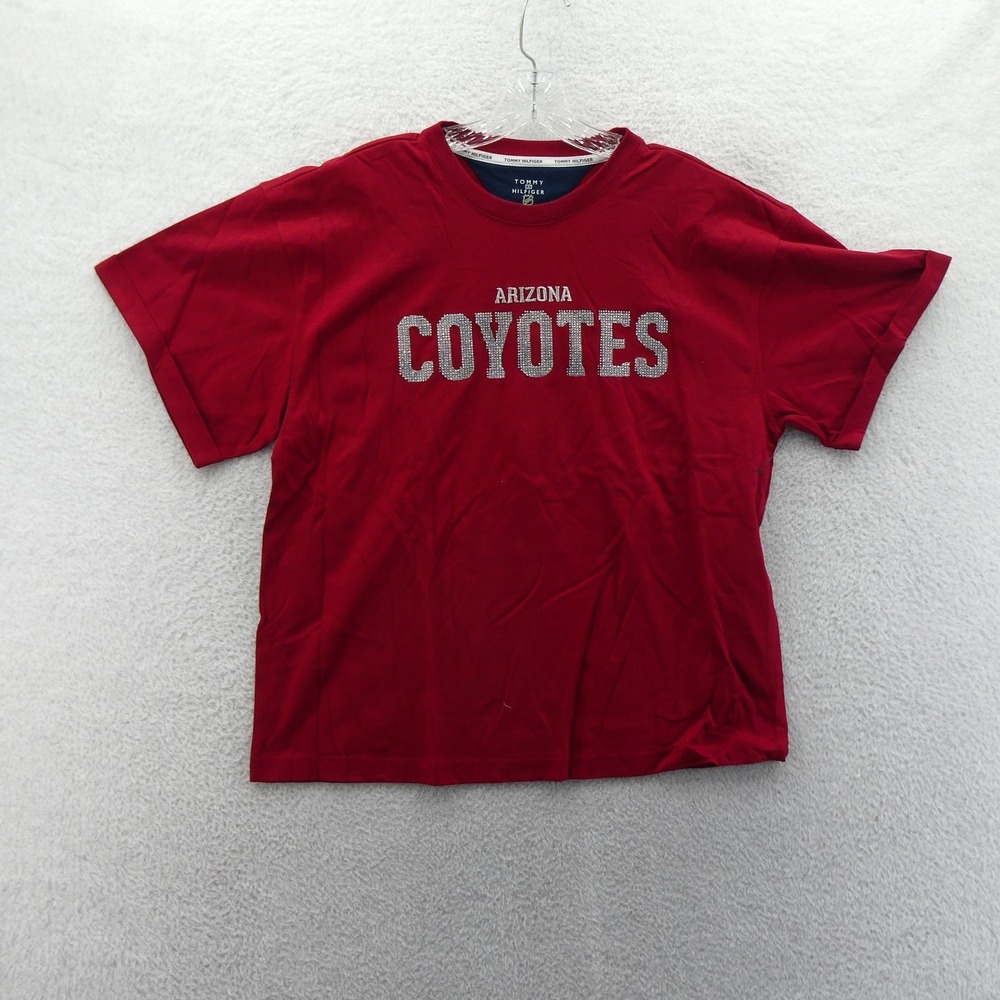 Tommy Hilfiger Shirt Womens Small Arizona Coyotes Red Rhinestone NHL Hockey Top